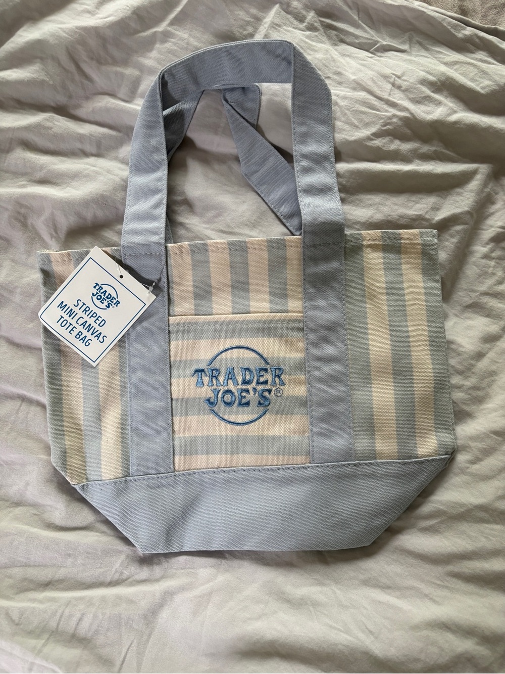 Trader Joe’s mini Striped Blue & Cream Canvas Tote Bag